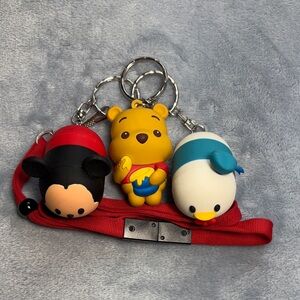 Disney Tsum Tsum Keychains with Red Lanyard